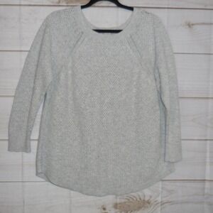 Loft Plus Womens Gray Basketweave Knit Sweater Plus Size 20/22 Wool Blend Raglan